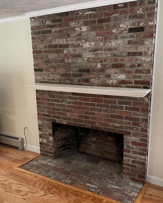 Brick fireplace, before CT Blend Mosaic application