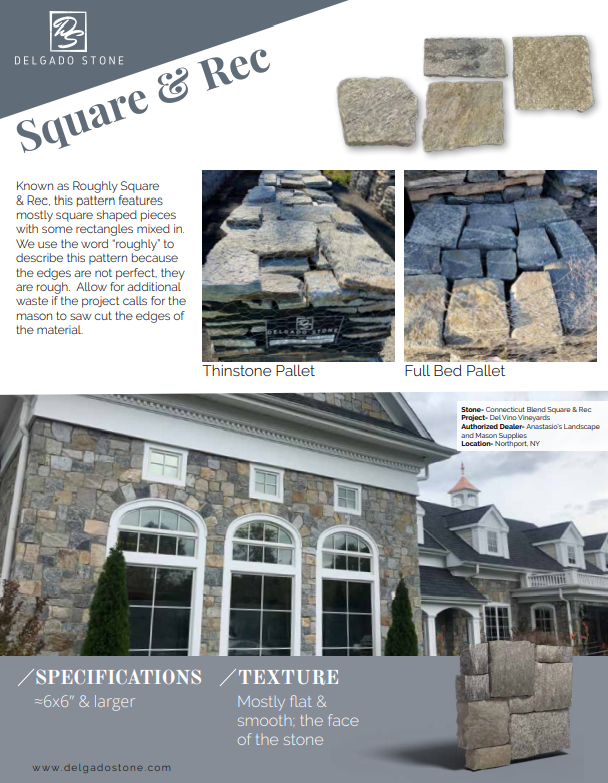 Delgado Stone Square and Rectangle Specifications