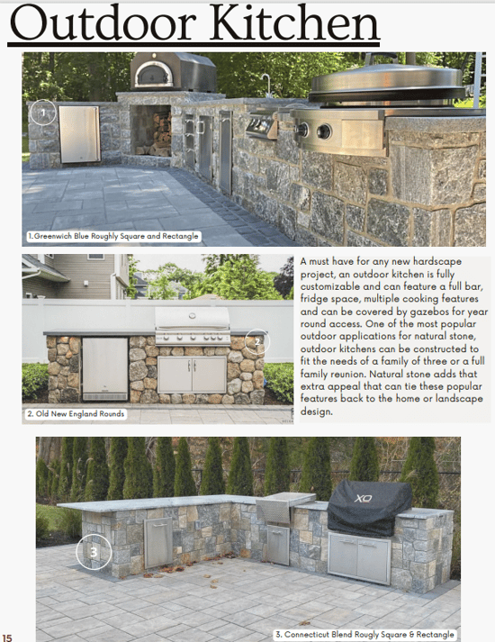 Screenshot of Outdoor kitchen page of the Natural Stone Residential Design Guide E-book