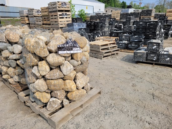 Pallets ready to ship to Authorized Dealers from Delgado Stone