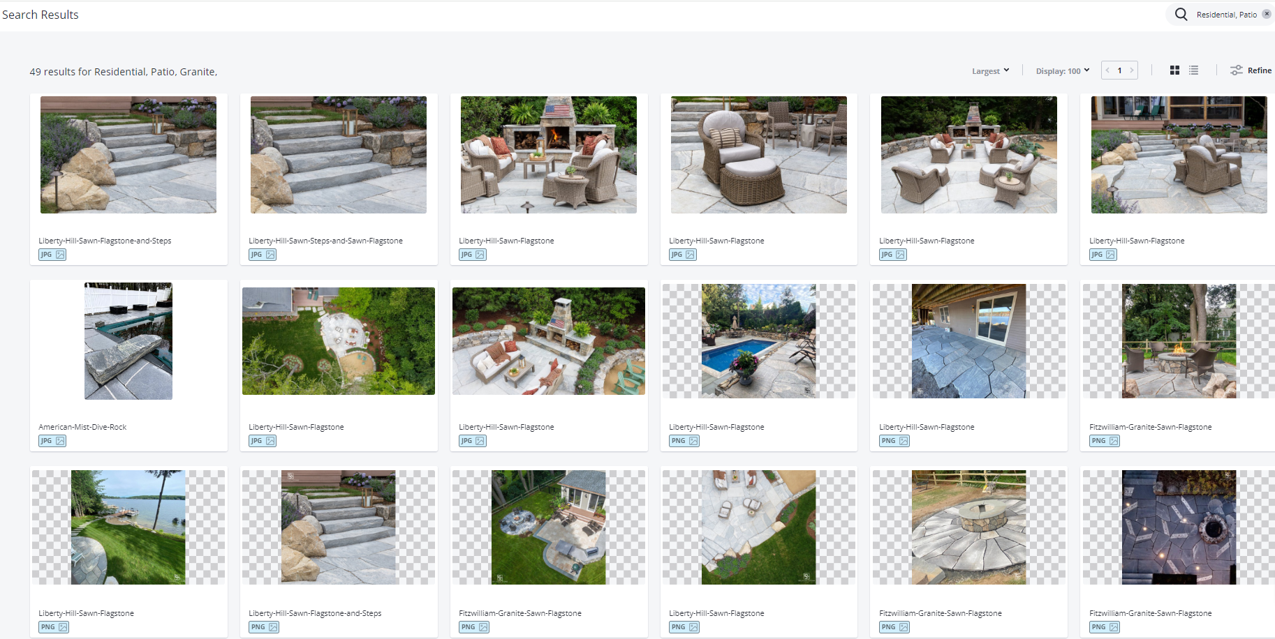 Screenshot of Granite Patio Projects Inside Image Database