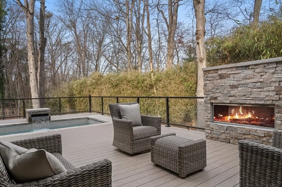 STerling Tan Ledge Soake Pools Waterfall and Outdoor Fireplace