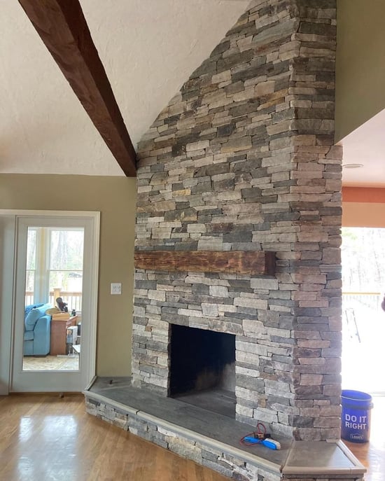 Colonial Tan Ashlar Fireplace