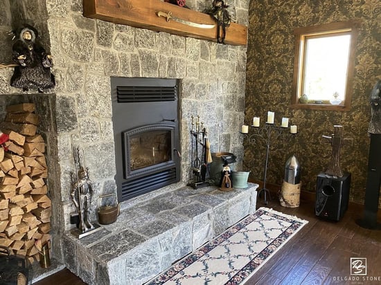 Greenwich Blue Mosaic fireplace