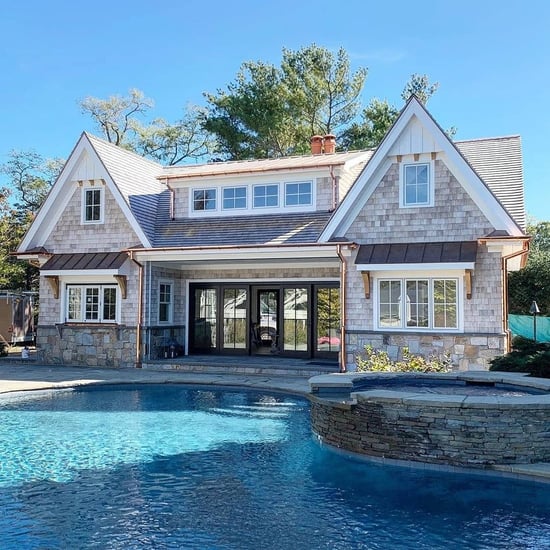 Colonial Tan and Spruce Mountain pool, spa, patio, and siding