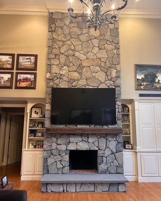 Fieldstone Dark Mosaic fireplace