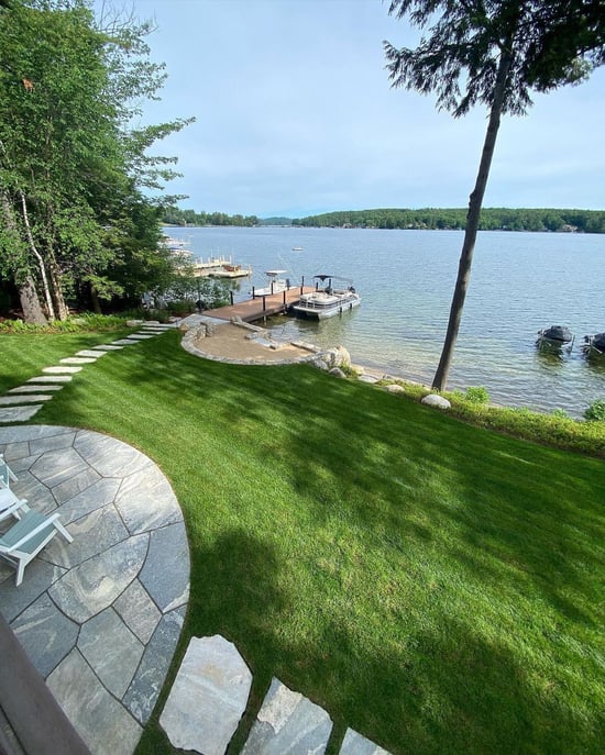 Liberty Hill flagstone patio and walkway overlooking the lake