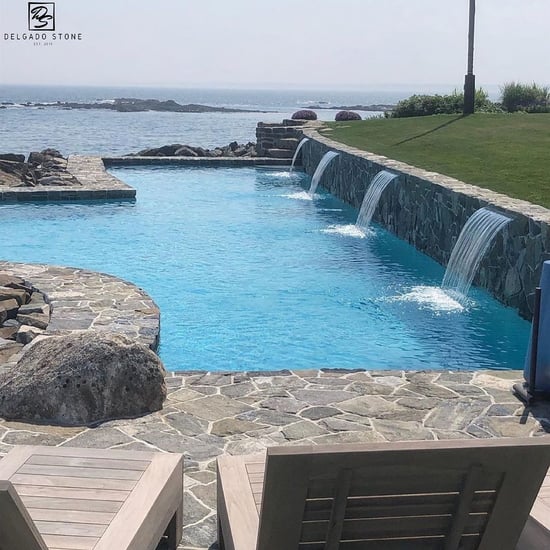 American Mist Thinstone surrounds this pool with ocean views.