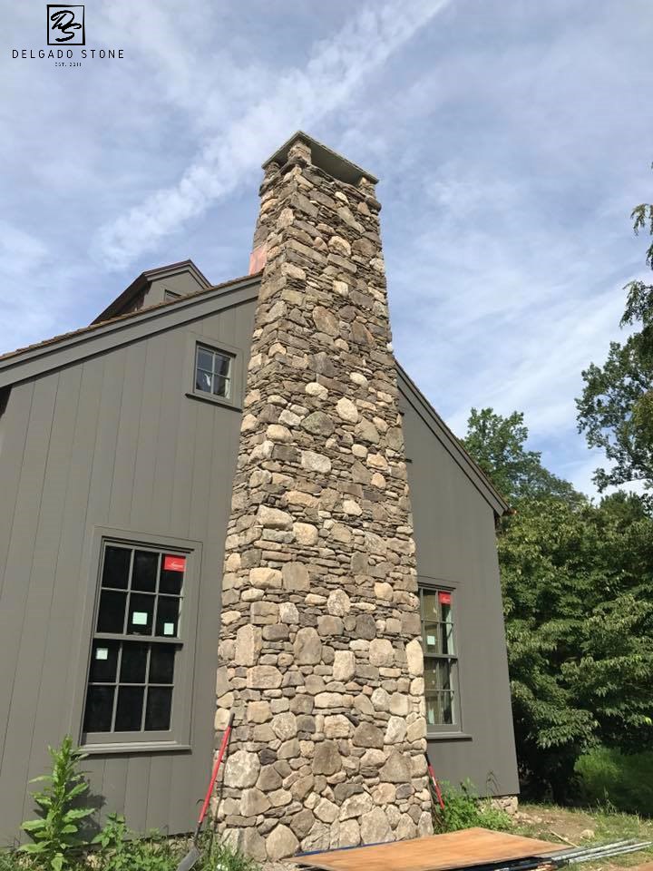 Fieldstone Dark Natural Stone Chimney