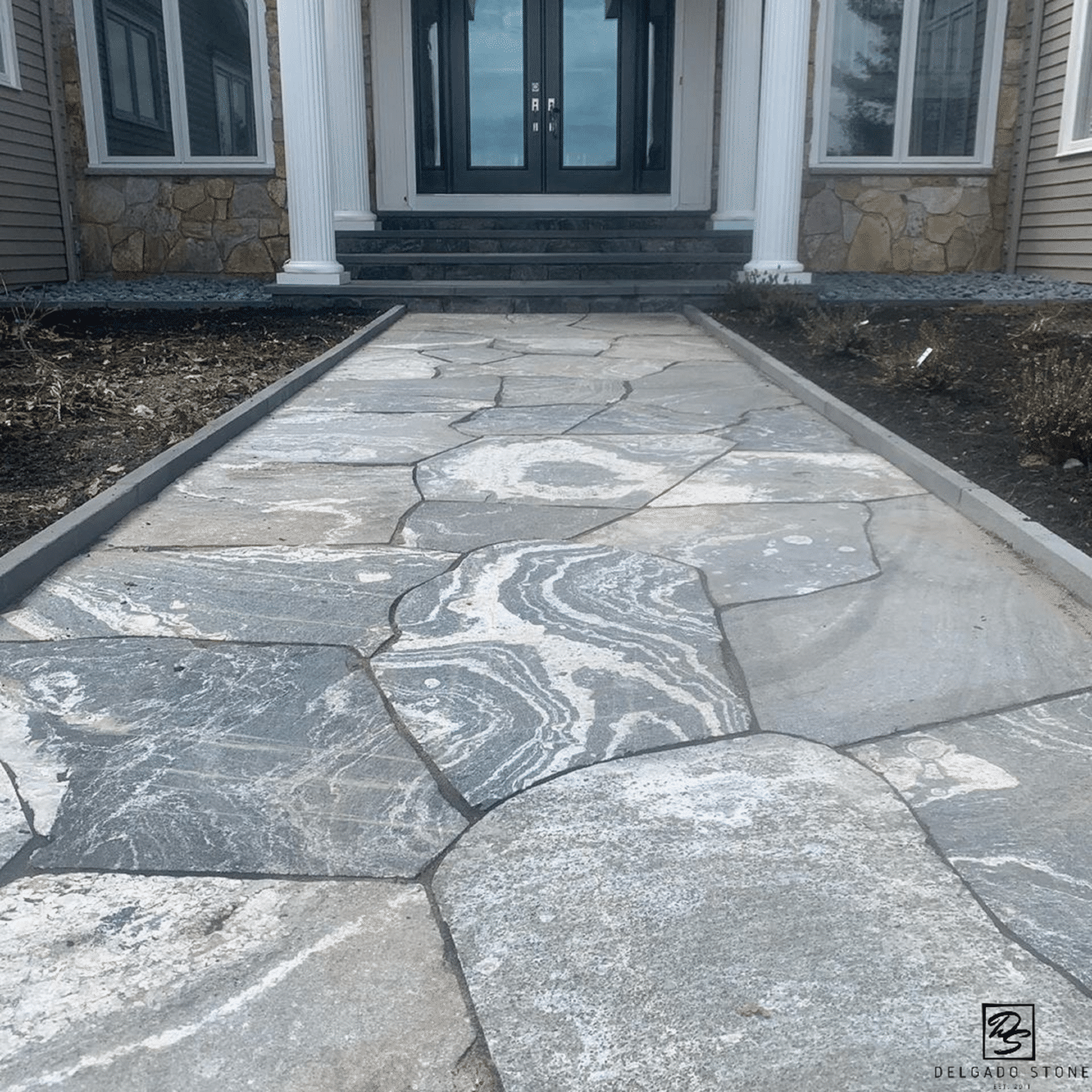 American Mist Flagstone veneer walkway