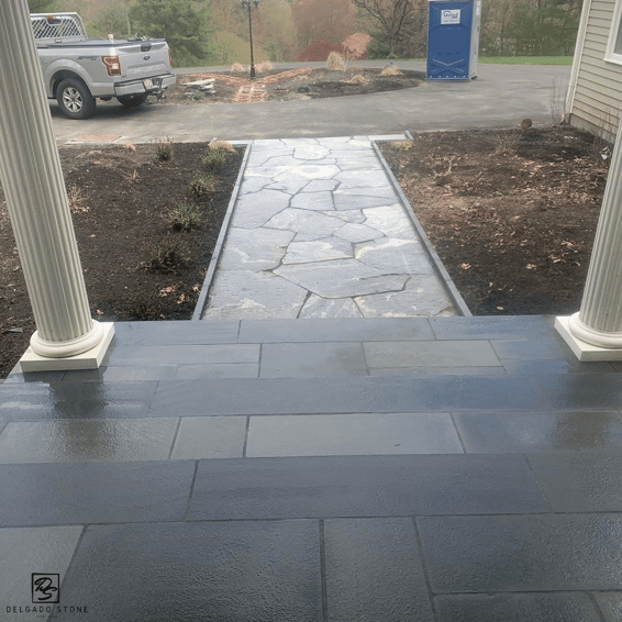 American Mist Flagstone veneer walkway