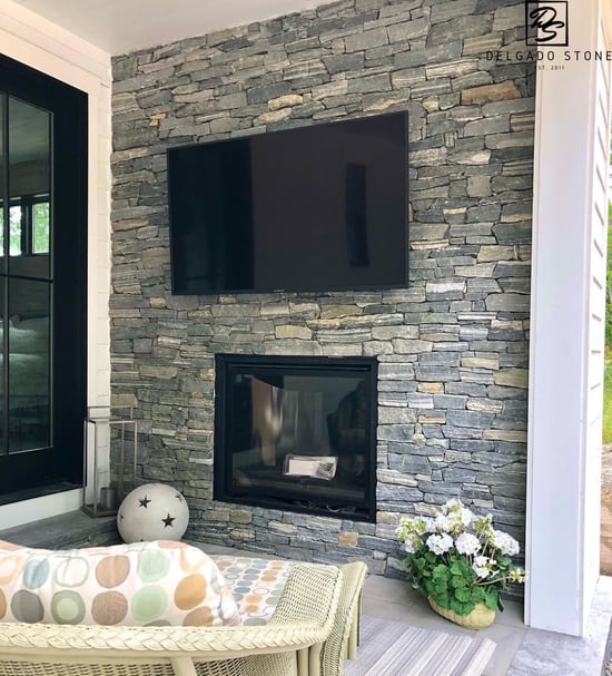 American Mist Ledge Accent Wall, Fireplace, and TV Backdrop