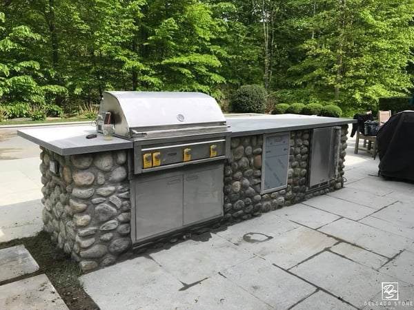 Natural Stone Rounds for outdoor kitchen.