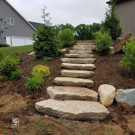 Colonial Tan Quarry Steps with landscaping