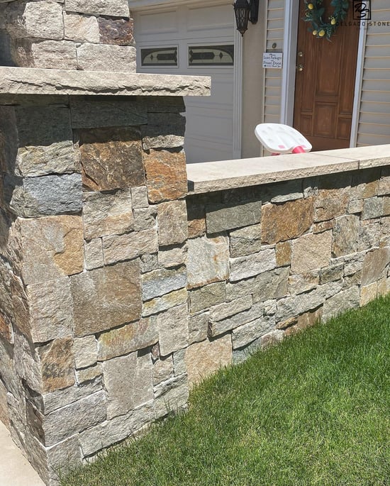 Colonial Tan Roughly Squares & Rectangles Thinstone Veneer Wall