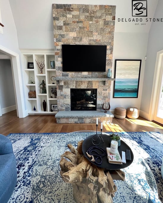 CT Blend Squares & Recs Thinstone Veneer Interior Fireplace