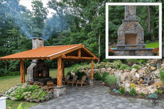 Montauk Blend Mosaic Exterior Fireplace 
