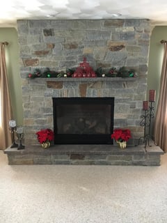 stone veneer fireplace
