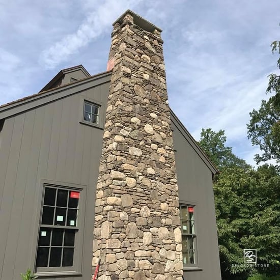 Fieldstone Dark Mosaic and Ledge Chimney
