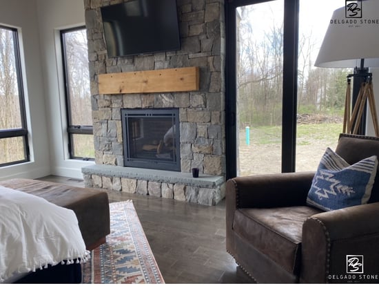 Fieldstone Dark Roughly Squares & Recs Interior Fireplace