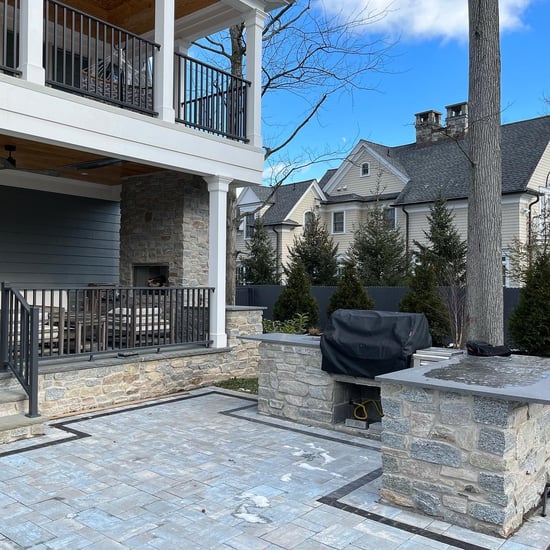 Outdoor living space using natural stone