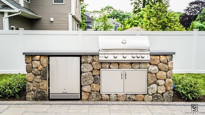 Stone Veneer Outdoor Kitchen