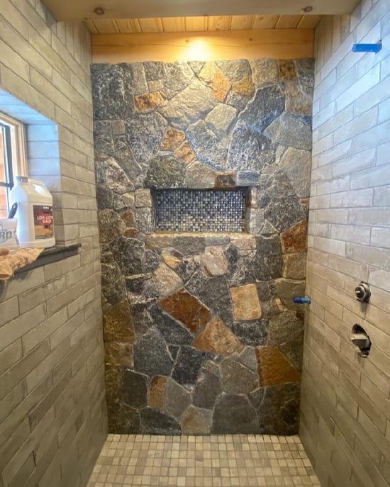 Interior natural stone shower