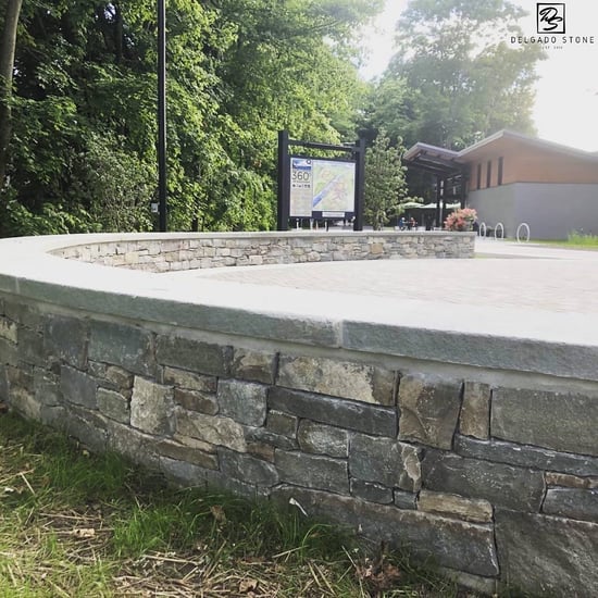 Natural stone seating wall