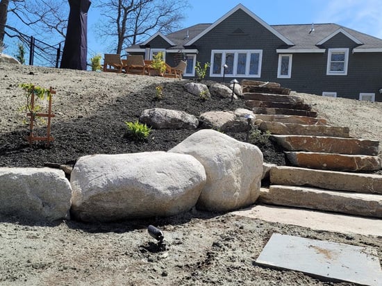 Natural stone design with quarry steps