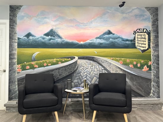 Mural by Michaela Penna in Delgado Stone lobby