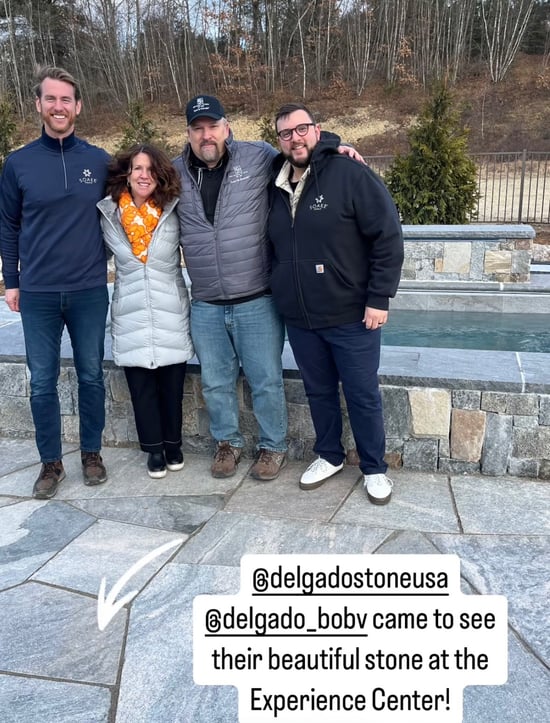 Soake Pools Instagram Story featuring Delgado Stone Team Meeting