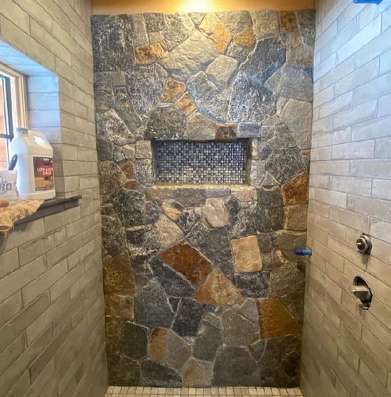 Shower accent wall designed with CT Blend Mosaic