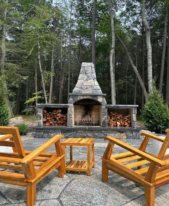 Liberty Hill Mosaic Fireplace and Liberty Hill Sawn Flagstone Patio