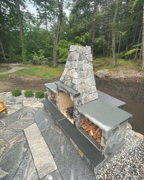 Liberty Hill Mosaic and Flagstone Fireplace
