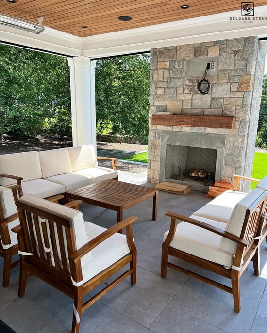 Liberty Hill Roughly Squares & Rectangles Exterior Fireplace