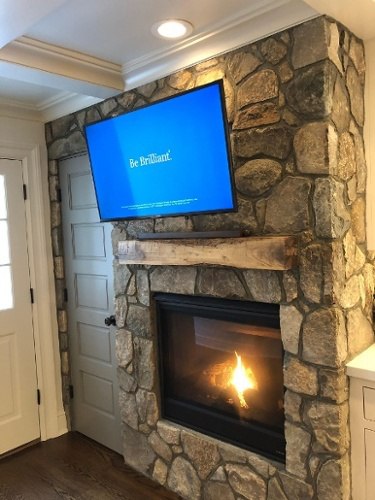 New England Fieldstone Fireplace