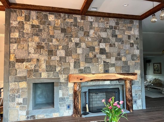 Old New England Wall Roughly Squares & Rectangles Interior Fireplace Wall