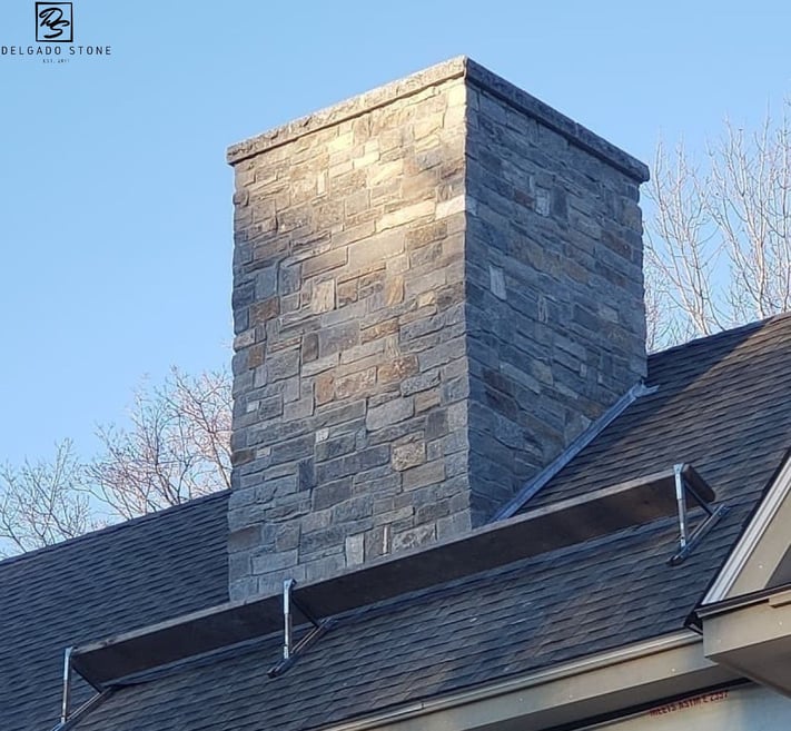 Old New England Wall Ashlar Natural Stone Chimney