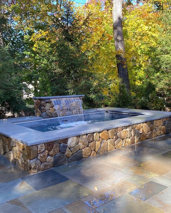 Old New England Rounds pool and waterfall