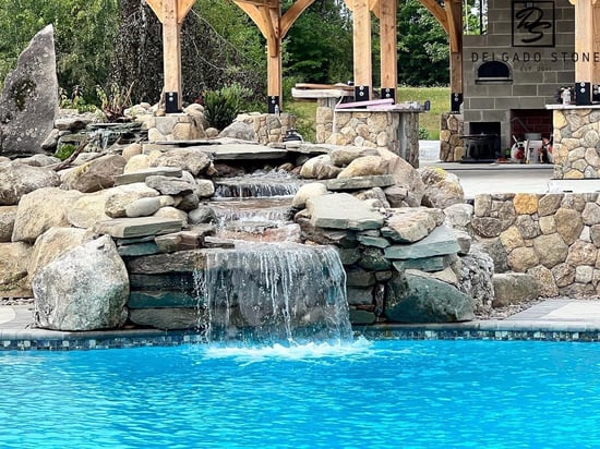 Old New England Rounds Fountain Backdrop and Pool Accent Walls