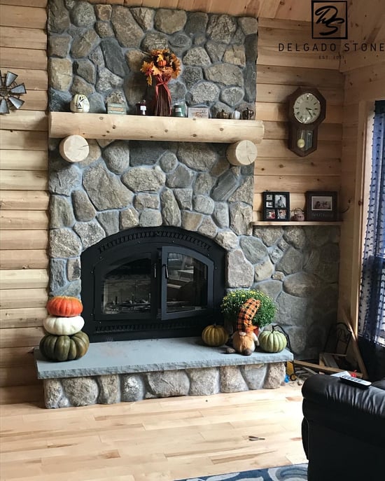 Old New England Rounds Interior Fireplace 