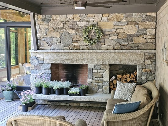 Old New England Wall Fireplace with Mixed Patterns
