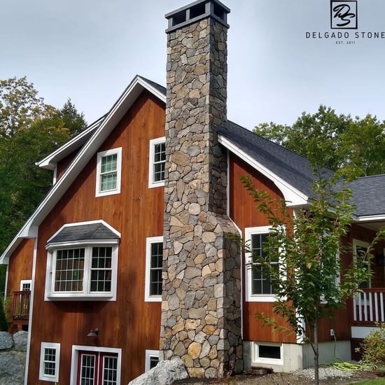 Old New England Wall Mosaic Natural Stone Chimney 